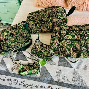 Vera Bradley “Limes Up” Green Paisley Bundle Crossbody Tote Duffel Quilted